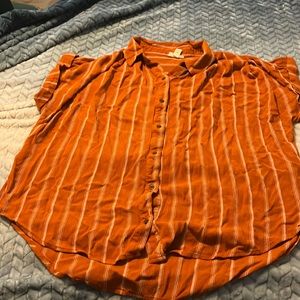 Rust Orange Button Up Blouse